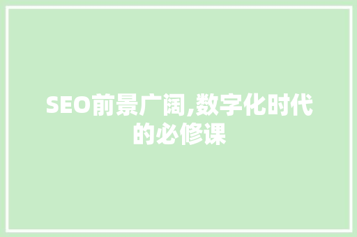 SEO前景广阔,数字化时代的必修课
