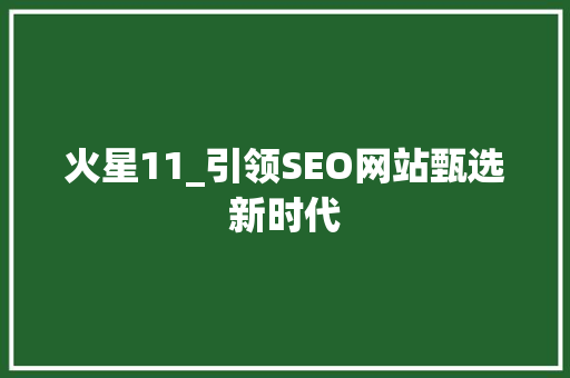 火星11_引领SEO网站甄选新时代