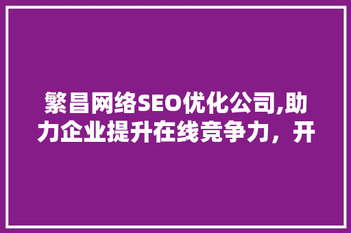 繁昌网络SEO优化公司,助力企业提升在线竞争力，开启数字营销新篇章