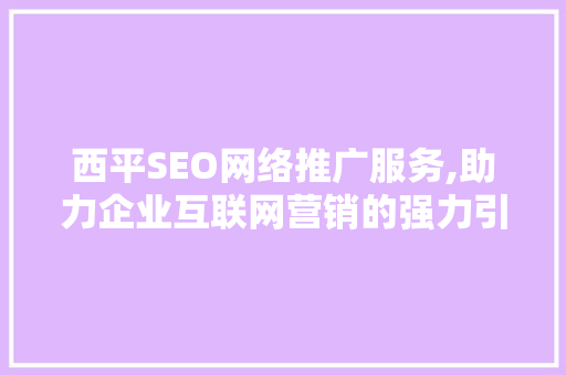 西平SEO网络推广服务,助力企业互联网营销的强力引擎