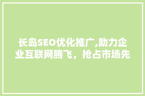 长岛SEO优化推广,助力企业互联网腾飞，抢占市场先机