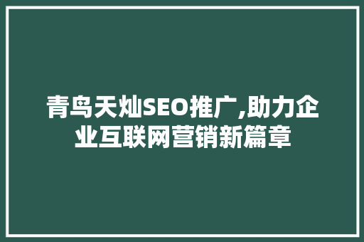 青鸟天灿SEO推广,助力企业互联网营销新篇章