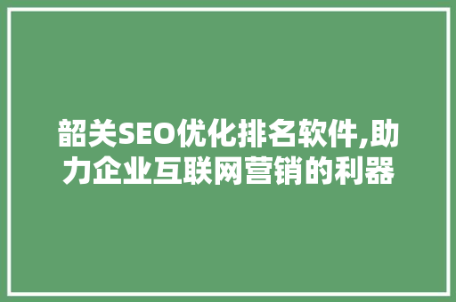 韶关SEO优化排名软件,助力企业互联网营销的利器