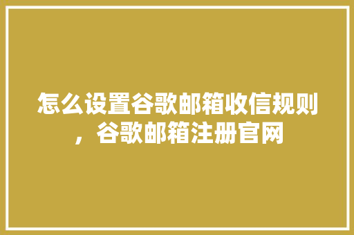 怎么设置谷歌邮箱收信规则，谷歌邮箱注册官网