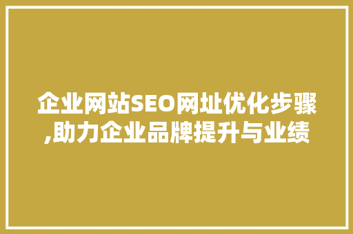 企业网站SEO网址优化步骤,助力企业品牌提升与业绩增长