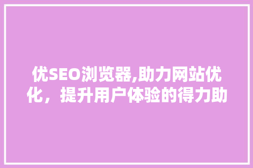 优SEO浏览器,助力网站优化，提升用户体验的得力助手