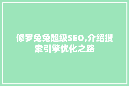 修罗兔兔超级SEO,介绍搜索引擎优化之路 修罗兔兔超级SEO,介绍搜索引擎优化之路