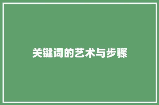 关键词的艺术与步骤