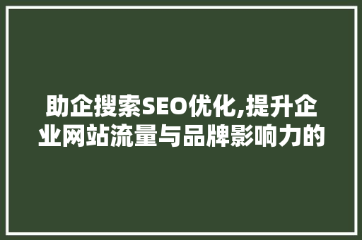 助企搜索SEO优化,提升企业网站流量与品牌影响力的关键步骤
