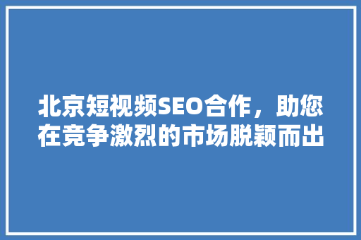 北京短视频SEO合作，助您在竞争激烈的市场脱颖而出