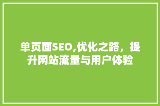 单页面SEO,优化之路，提升网站流量与用户体验