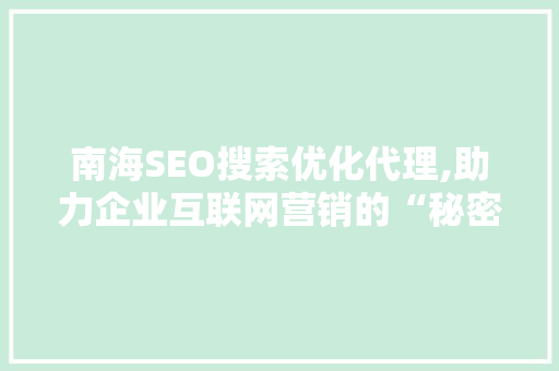 南海SEO搜索优化代理,助力企业互联网营销的“秘密武器”