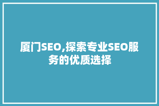 厦门SEO,探索专业SEO服务的优质选择