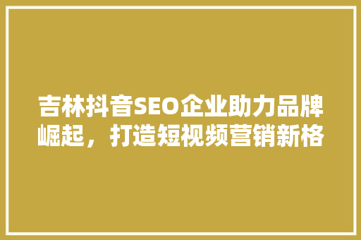 吉林抖音SEO企业助力品牌崛起，打造短视频营销新格局