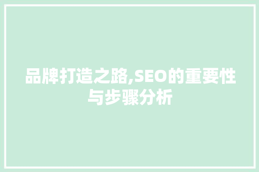 品牌打造之路,SEO的重要性与步骤分析 编程语言