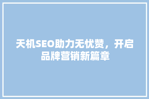 天机SEO助力无忧赞，开启品牌营销新篇章