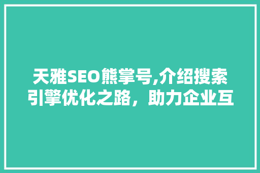 天雅SEO熊掌号,介绍搜索引擎优化之路，助力企业互联网营销新篇章