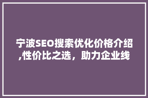 宁波SEO搜索优化价格介绍,性价比之选，助力企业线上崛起