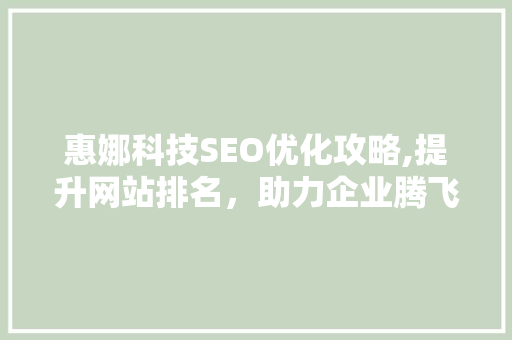 惠娜科技SEO优化攻略,提升网站排名，助力企业腾飞