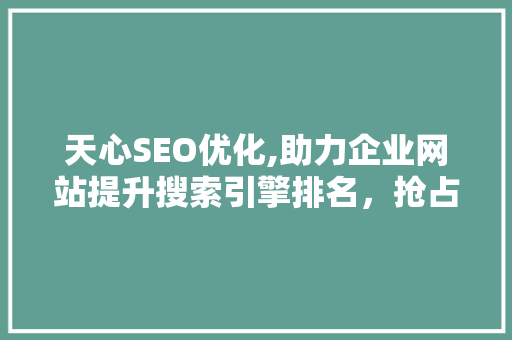 天心SEO优化,助力企业网站提升搜索引擎排名，抢占市场份额 天心SEO优化,助力企业网站提升搜索引擎排名，抢占市场份额 编程语言