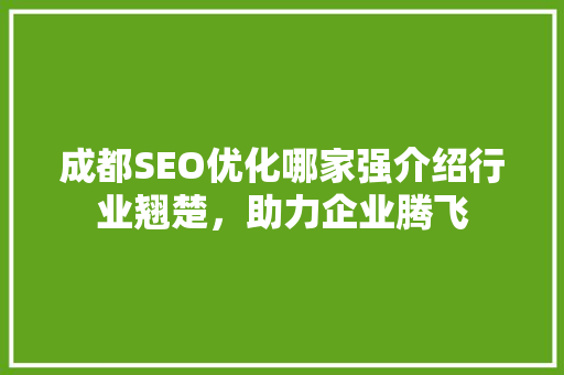 成都SEO优化哪家强介绍行业翘楚，助力企业腾飞