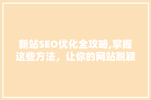 新站SEO优化全攻略,掌握这些方法,让你的网站脱颖而出 新站SEO优化全攻略,掌握这些方法,让你的网站脱颖而出
