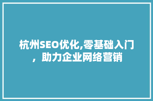 杭州SEO优化,零基础入门，助力企业网络营销
