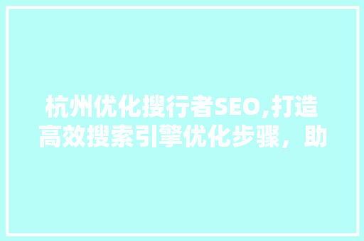 杭州优化搜行者SEO,打造高效搜索引擎优化步骤，助力企业腾飞