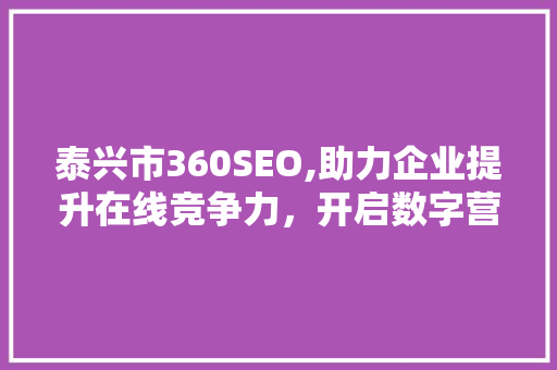 泰兴市360SEO,助力企业提升在线竞争力，开启数字营销新篇章