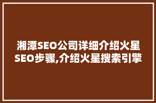 湘潭SEO公司详细介绍火星SEO步骤,介绍火星搜索引擎优化之路