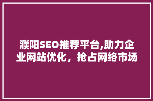 濮阳SEO推荐平台,助力企业网站优化，抢占网络市场先机 电脑配置