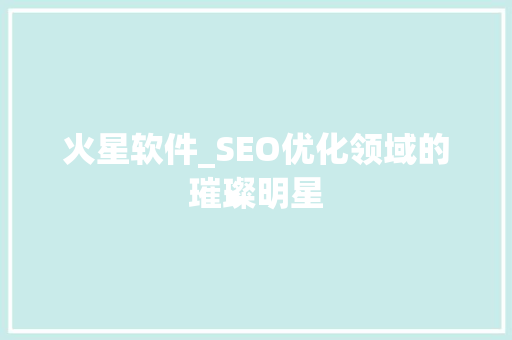 火星软件_SEO优化领域的璀璨明星