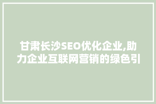 甘肃长沙SEO优化企业,助力企业互联网营销的绿色引擎