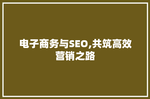 电子商务与SEO,共筑高效营销之路