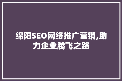 绵阳SEO网络推广营销,助力企业腾飞之路