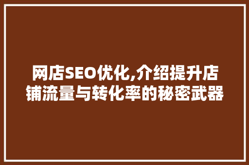 网店SEO优化,介绍提升店铺流量与转化率的秘密武器