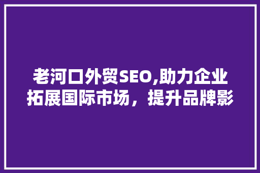 老河口外贸SEO,助力企业拓展国际市场，提升品牌影响力