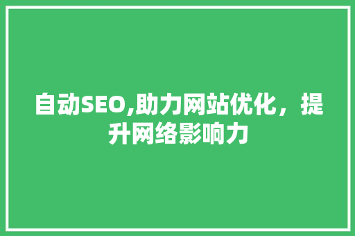 自动SEO,助力网站优化，提升网络影响力