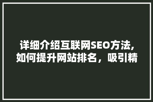 详细介绍互联网SEO方法,如何提升网站排名，吸引精准流量