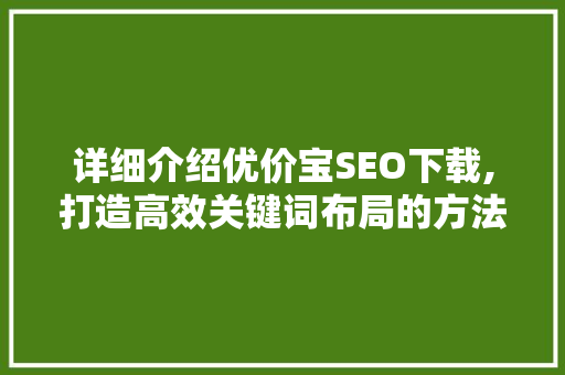 详细介绍优价宝SEO下载,打造高效关键词布局的方法