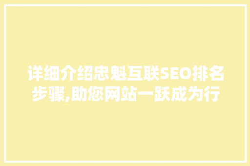 详细介绍忠魁互联SEO排名步骤,助您网站一跃成为行业翘楚