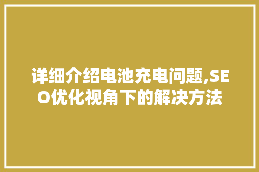 详细介绍电池充电问题,SEO优化视角下的解决方法 详细介绍电池充电问题,SEO优化视角下的解决方法