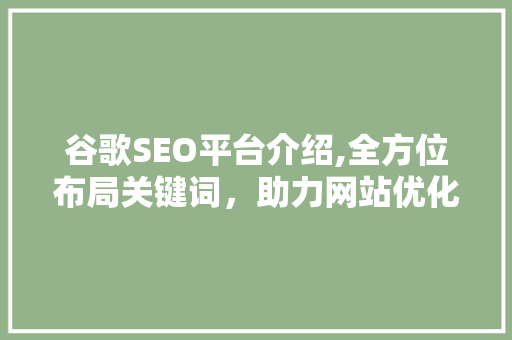 谷歌SEO平台介绍,全方位布局关键词，助力网站优化