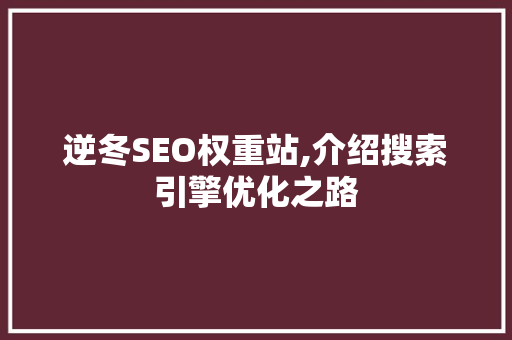 逆冬SEO权重站,介绍搜索引擎优化之路