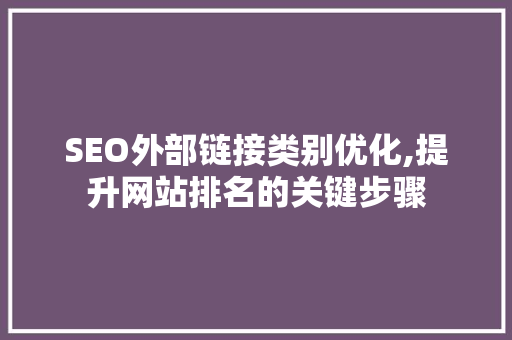 SEO外部链接类别优化,提升网站排名的关键步骤 SEO外部链接类别优化,提升网站排名的关键步骤