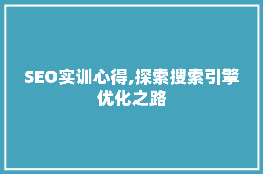 SEO实训心得,探索搜索引擎优化之路 SEO实训心得,探索搜索引擎优化之路