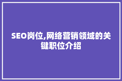 SEO岗位,网络营销领域的关键职位介绍 SEO岗位,网络营销领域的关键职位介绍