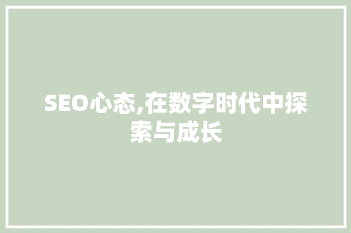 SEO心态,在数字时代中探索与成长