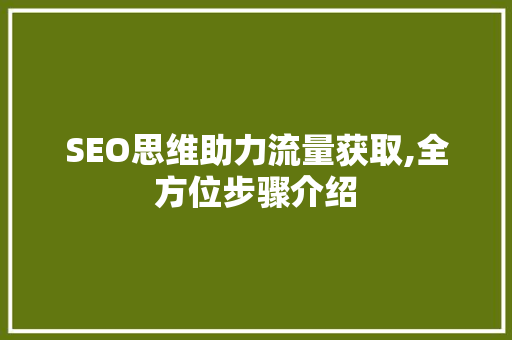 SEO思维助力流量获取,全方位步骤介绍