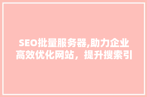 SEO批量服务器,助力企业高效优化网站，提升搜索引擎排名